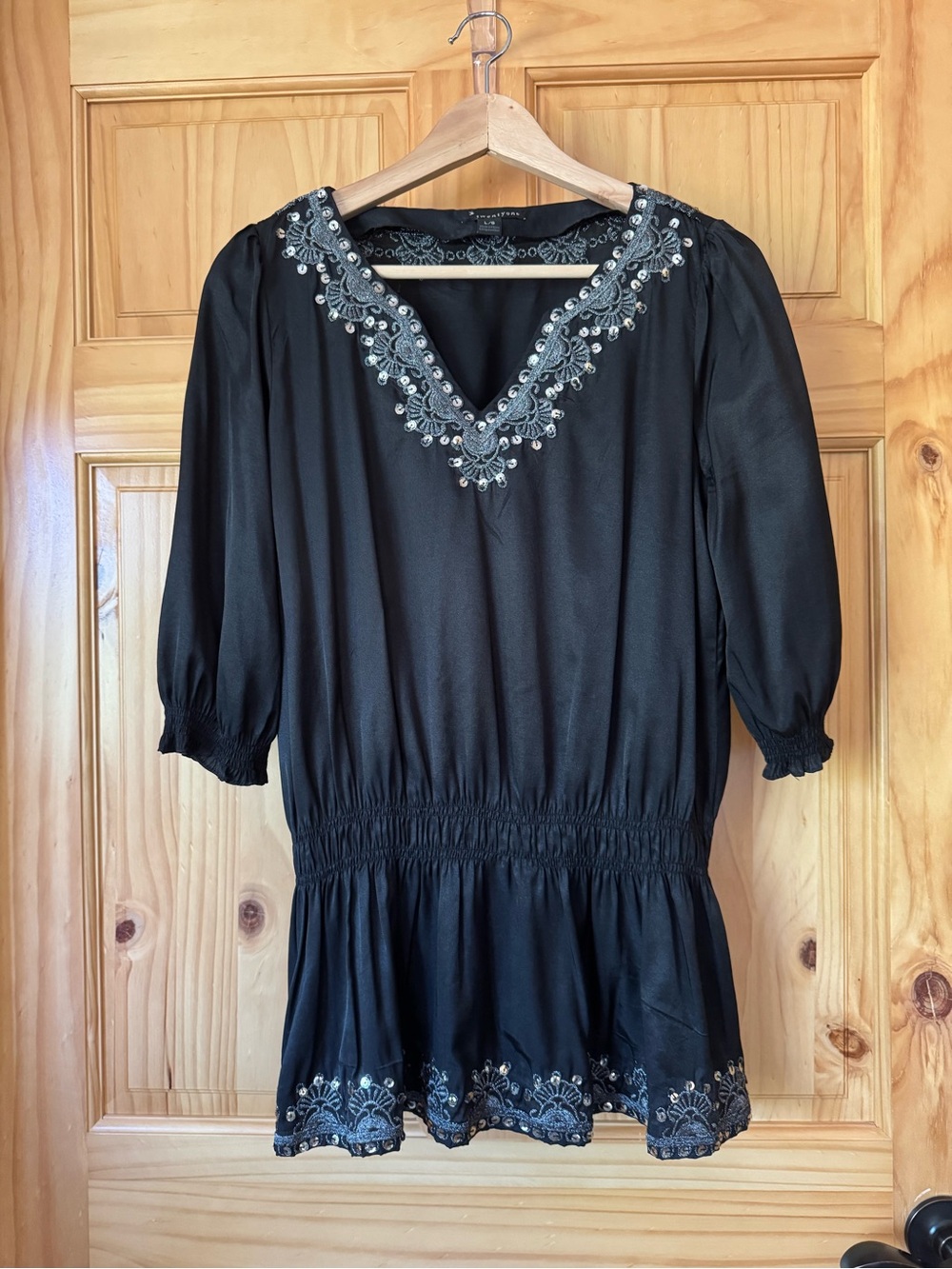 Vintage Twentyone embroidered 3/4 sleeve peplum blouse size large
